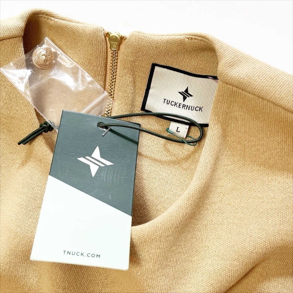 Tuckernuck NWT Croissant Francoise‎ Mod Mini Dress Large tan camel long sleeve - Picture 7 of 12
